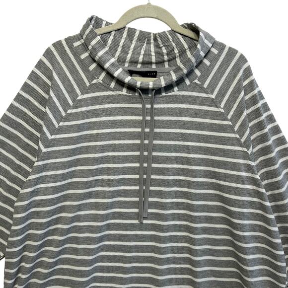 Jane & Delancey Striped Funnel Neck Sweatshirt NWT Women's Sz 2X Gray White - Picture 4 of 7